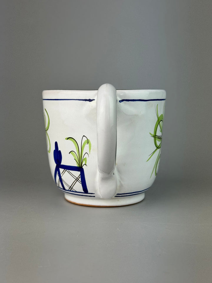 Coppia di tazze vintage in ceramica dipinte a mano decoro garofano