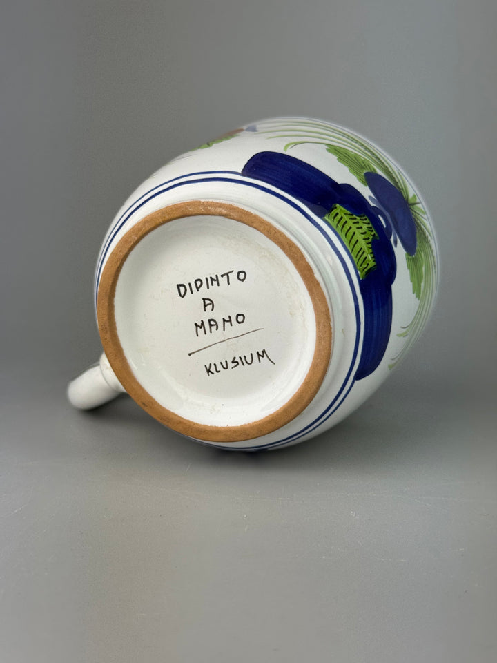 Coppia di tazze vintage in ceramica dipinte a mano decoro garofano