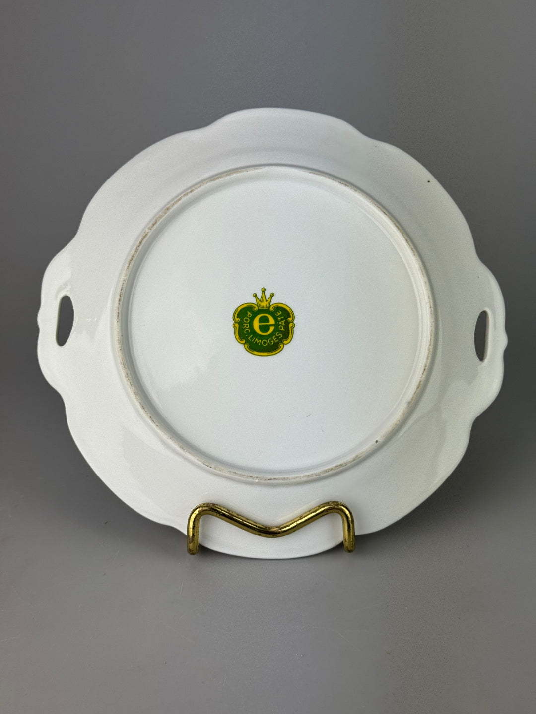 Piattino decorativo vintage in porcellana Limoges con uccello blu e dettagli dorati