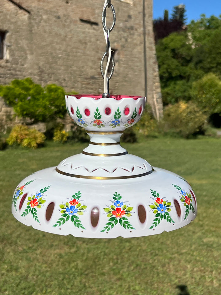 Lampadario mid-century vetro Boemia vintage