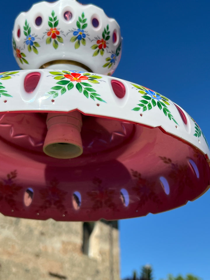 Lampadario mid-century vetro Boemia vintage