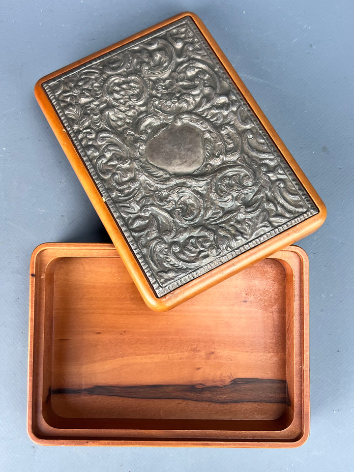 Scatola Portagioie legno decoro argento