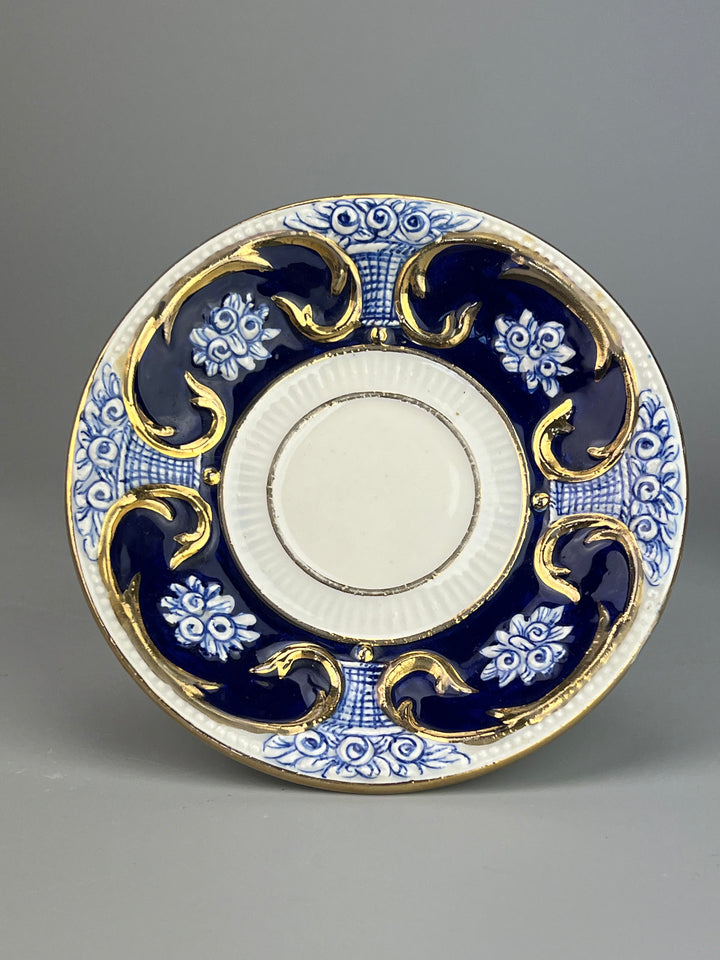 Coppia di Tazzine da Caffè Capodimonte – Porcellana Blu e Oro, Stile Classico