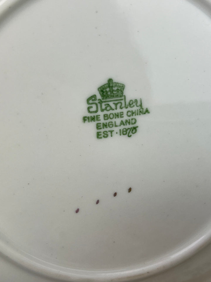 Trio da Tè Stanley – Porcellana Inglese con Scena Galante e Oro, Vintage