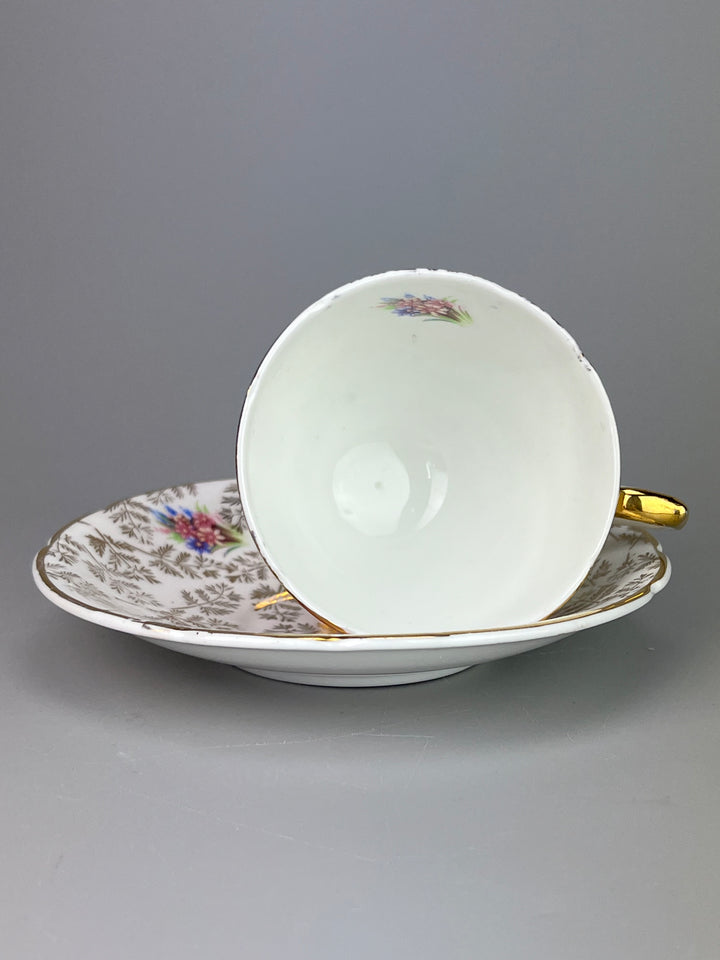 Trio da Tè Stanley – Porcellana Inglese con Scena Galante e Oro, Vintage