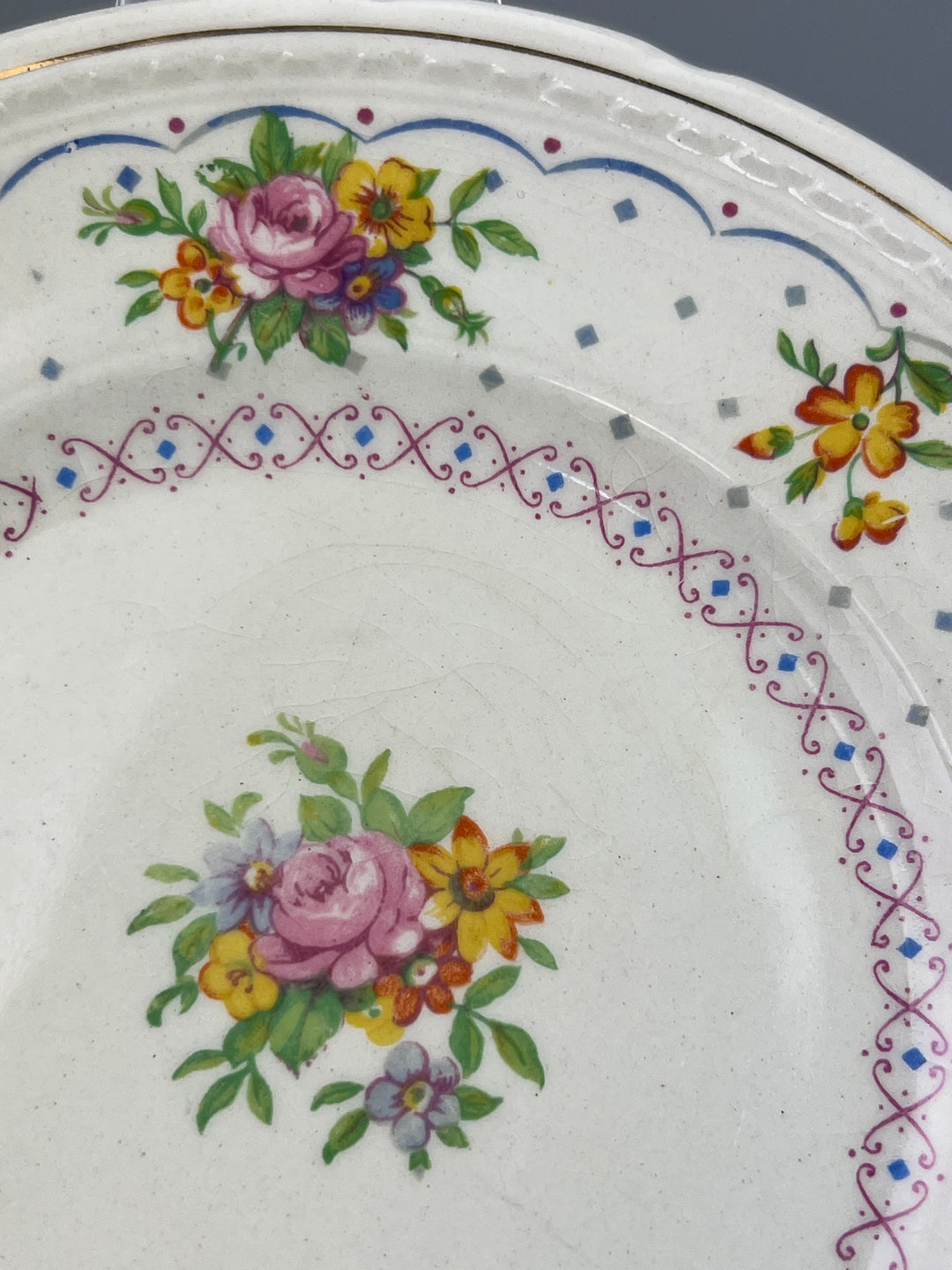 Trio da Tè Vintage – Swinnertons Staffordshire “Majestic Vellum”, Anni ’30