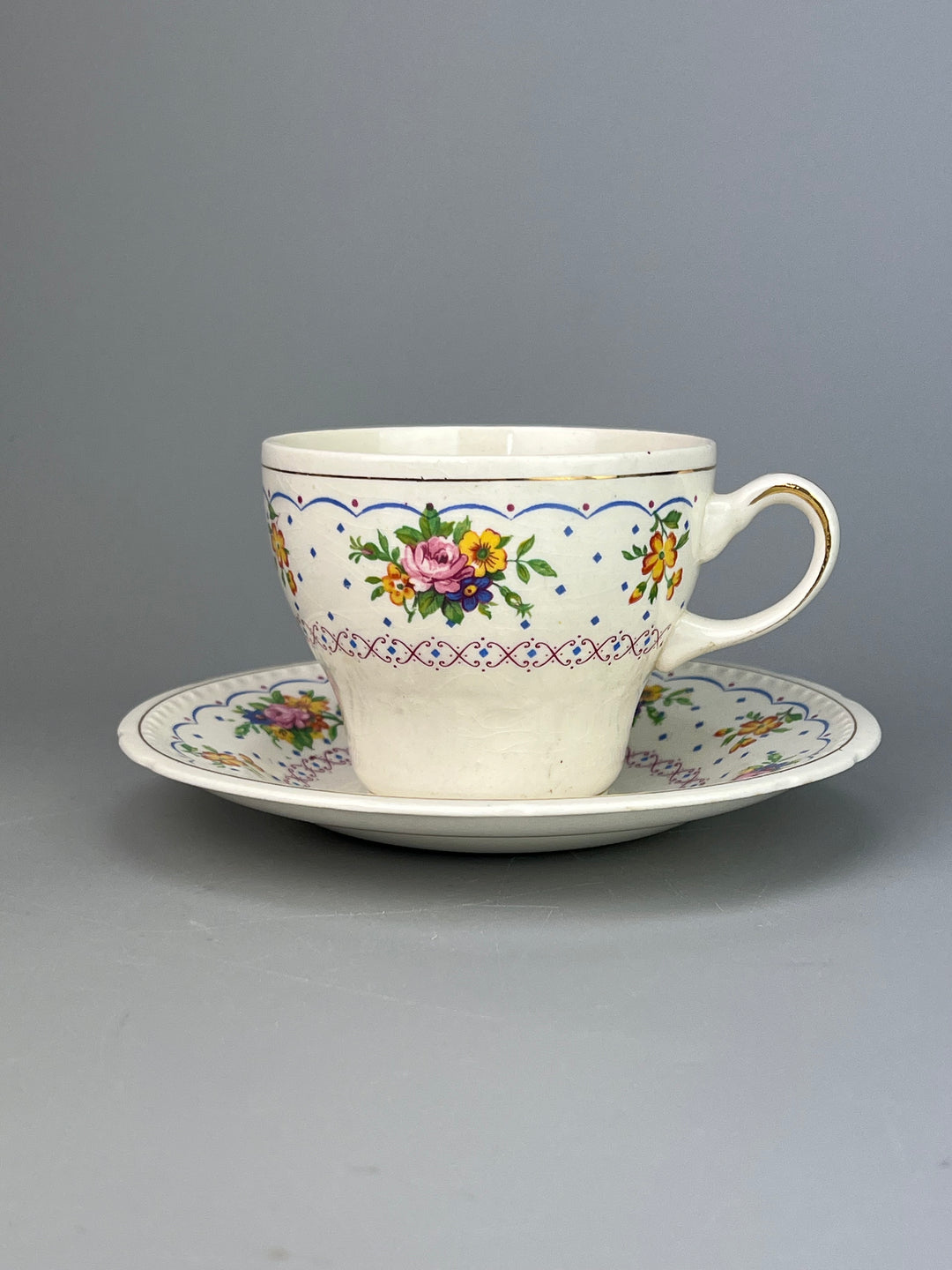 Trio da Tè Vintage – Swinnertons Staffordshire “Majestic Vellum”, Anni ’30