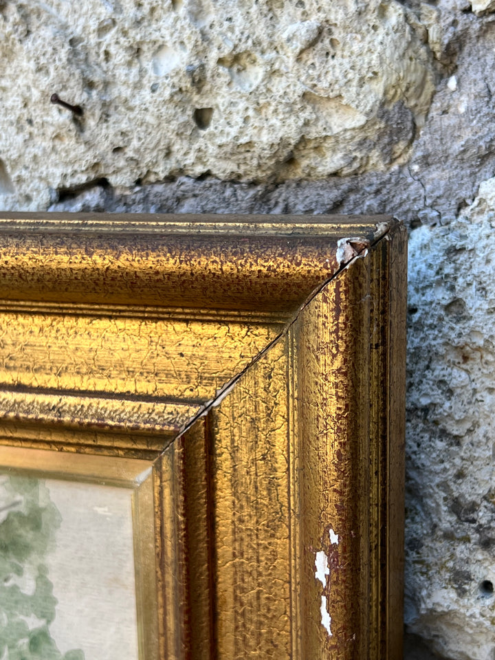 Quadro Paesaggio acquerello su carta cornice dorata