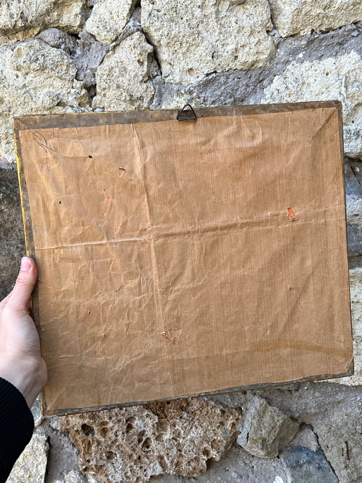 Quadro Paesaggio acquerello su carta cornice dorata