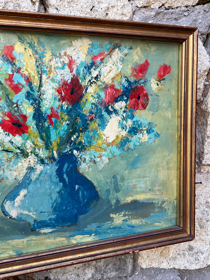 Quadro olio su tavolo bouquet
