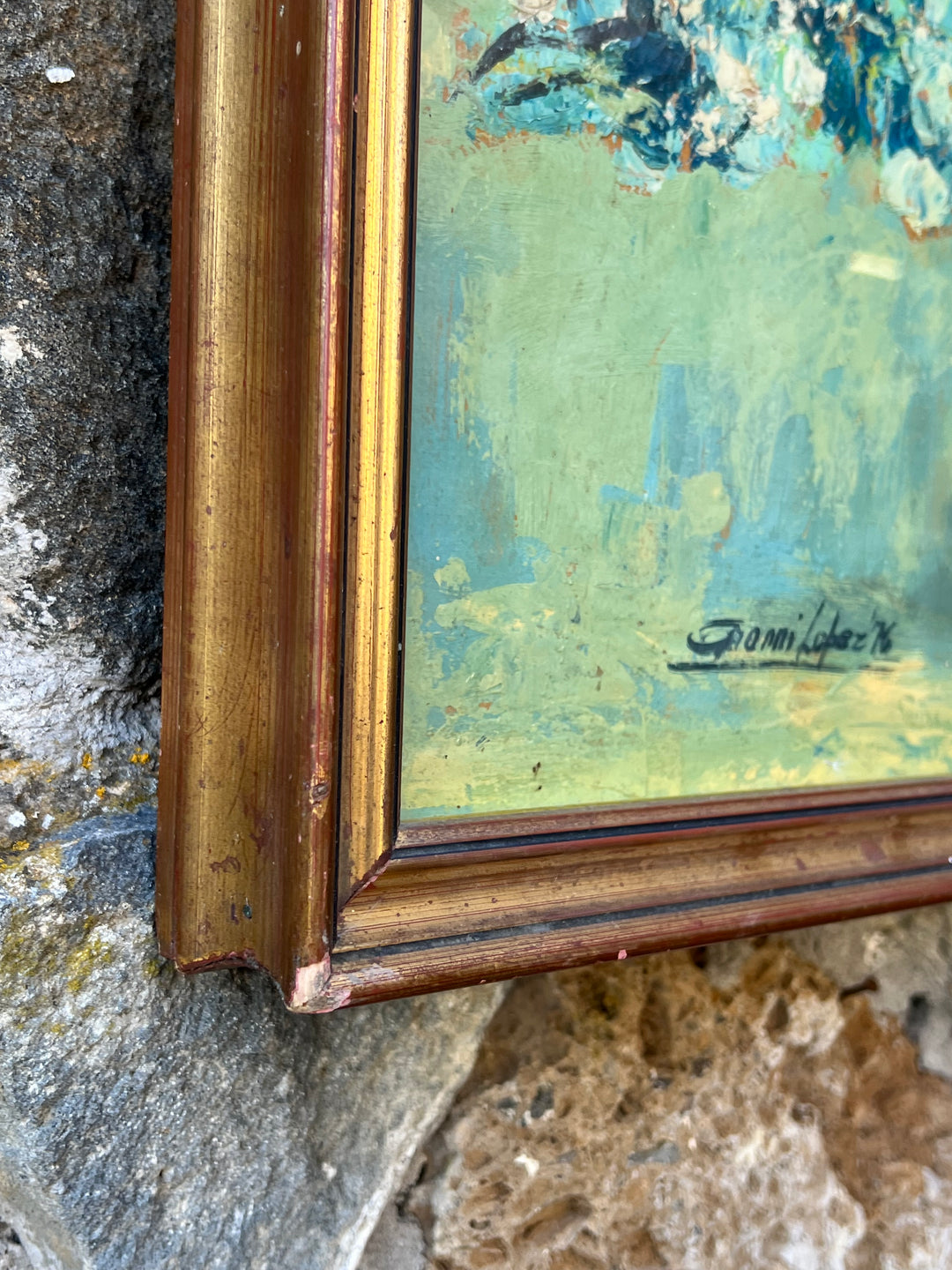 Quadro olio su tavolo bouquet