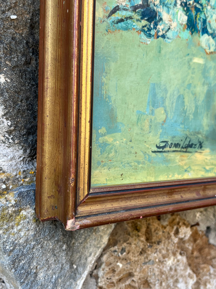 Quadro olio su tavolo bouquet