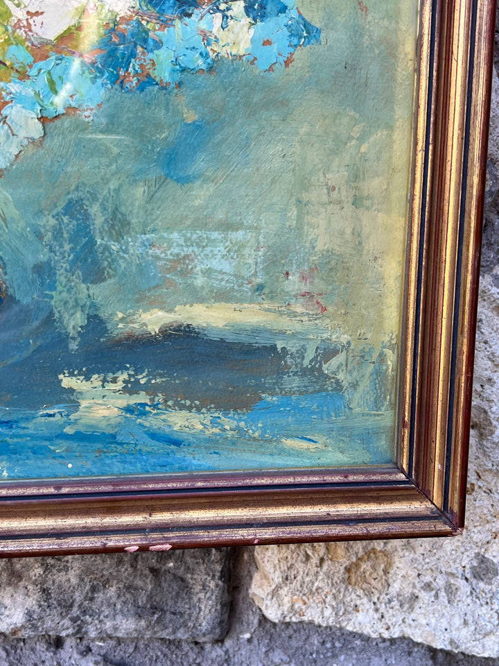Quadro olio su tavolo bouquet
