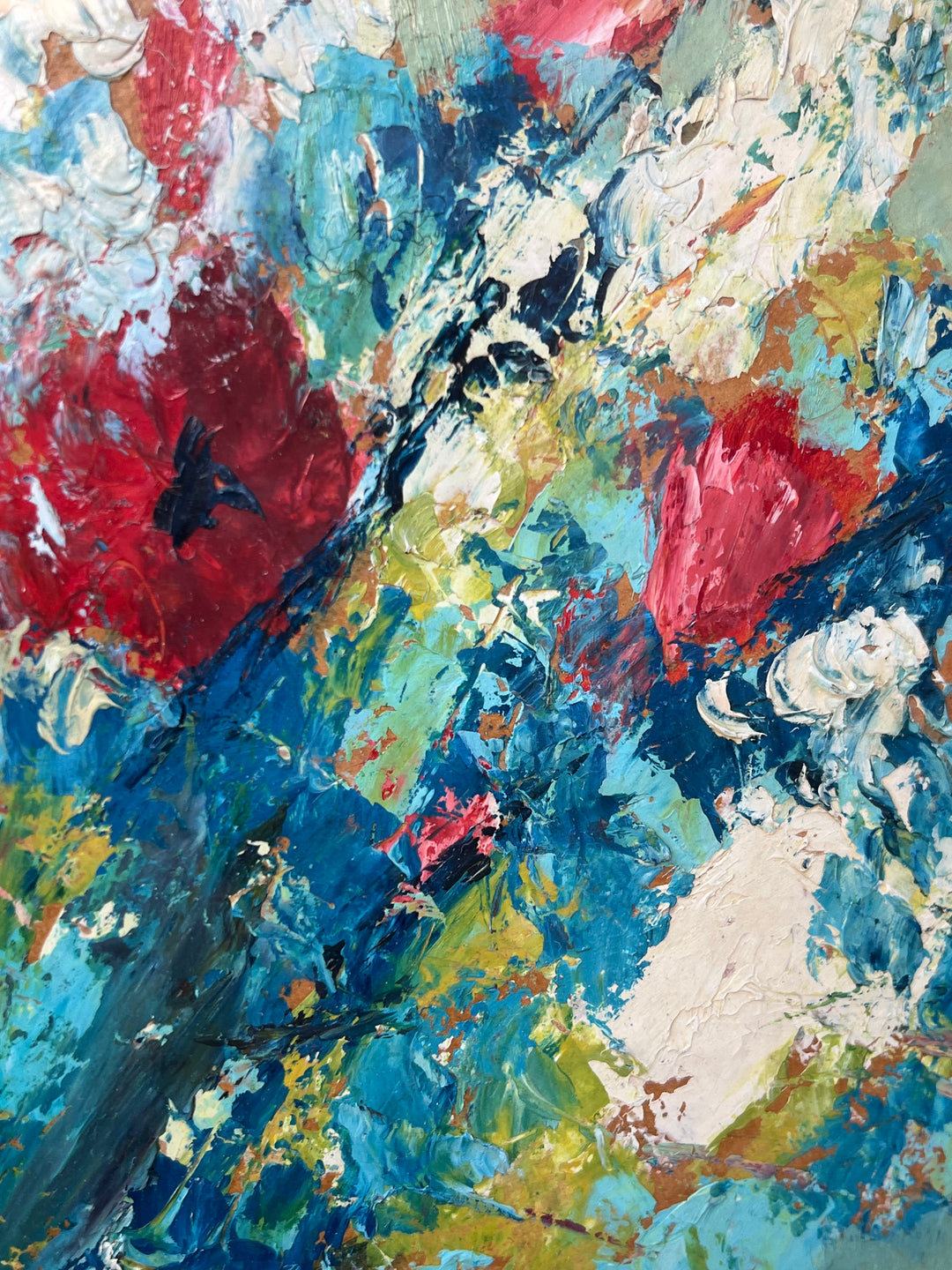 Quadro olio su tavolo bouquet