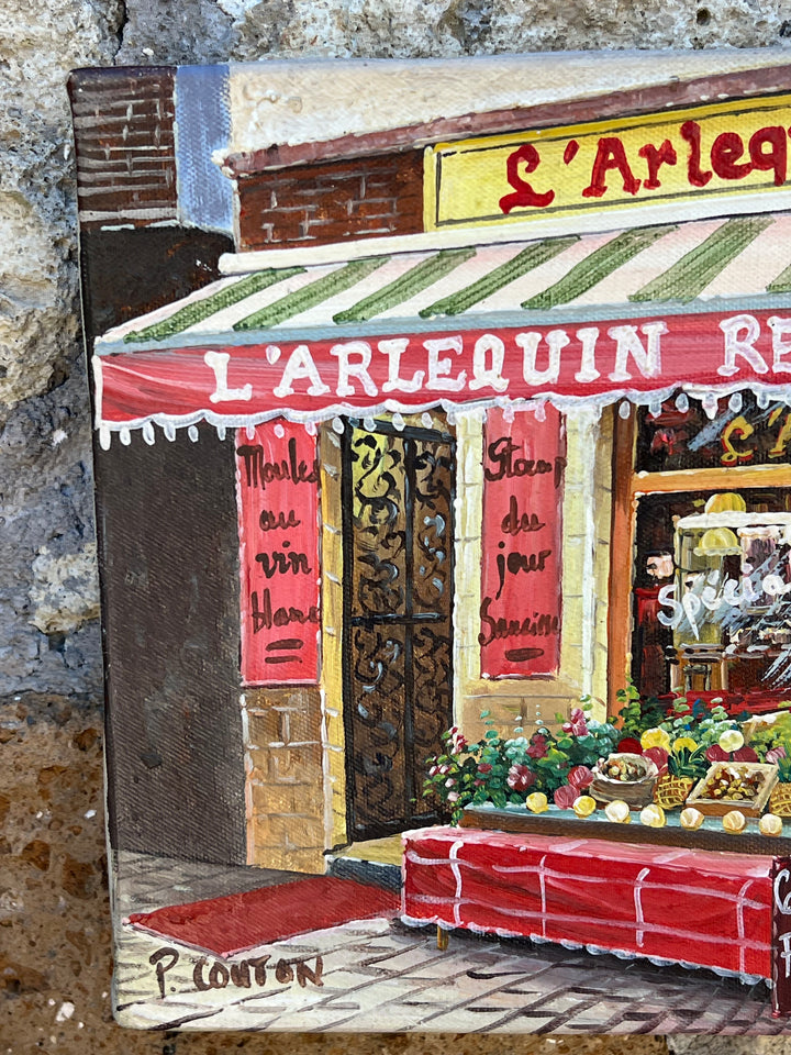 Olio su Tela – “L’Arlequin Restaurant” Firmato P. Couton