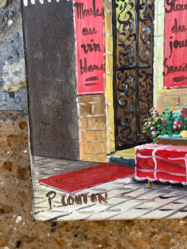 Olio su Tela – “L’Arlequin Restaurant” Firmato P. Couton