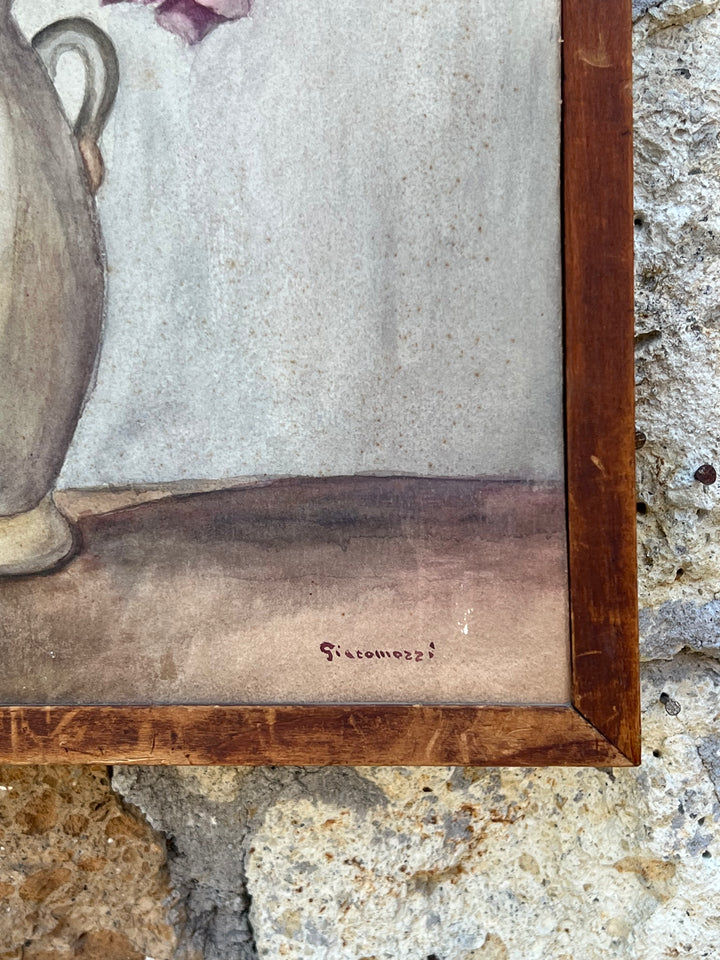 Acquarello su Carta – Natura Morta con Fiori in Vaso