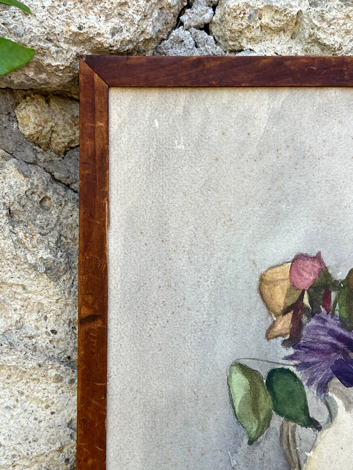 Acquarello su Carta – Natura Morta con Fiori in Vaso