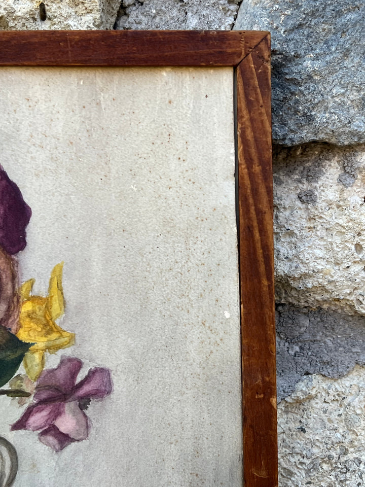 Acquarello su Carta – Natura Morta con Fiori in Vaso