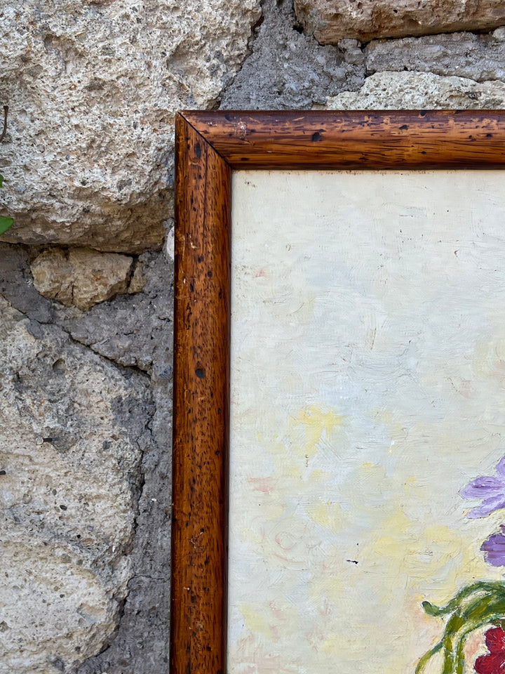 Olio su Tela – Natura Morta con Fiori in Brocca