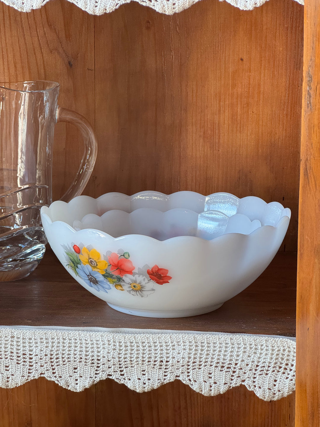 Insalatiere in vetro Arcopal France con decoro floreale