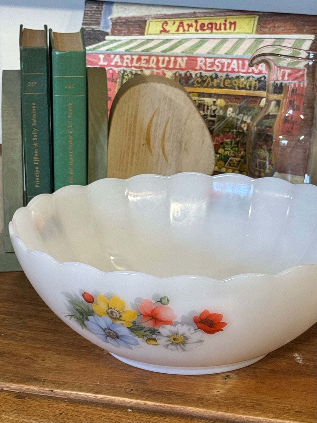 Insalatiere in vetro Arcopal France con decoro floreale