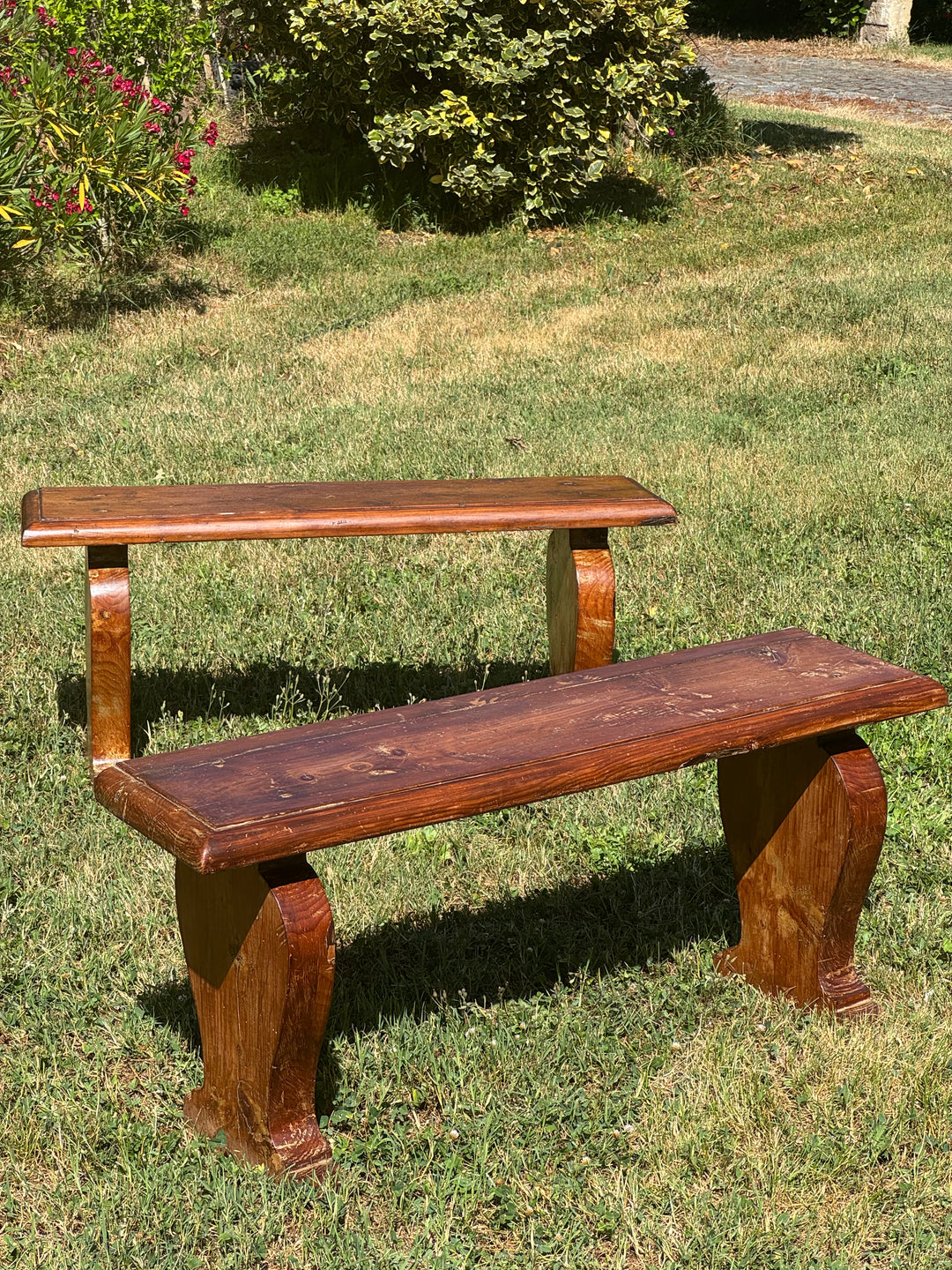 Panche rustiche vintage in legno massello con finitura color noce