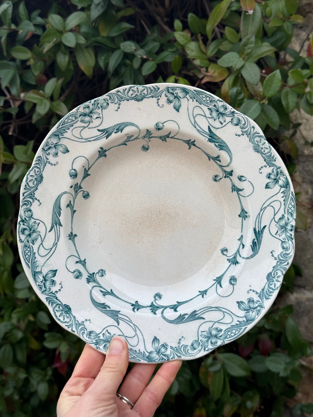 Piatti in ceramica transferware vintage con decori