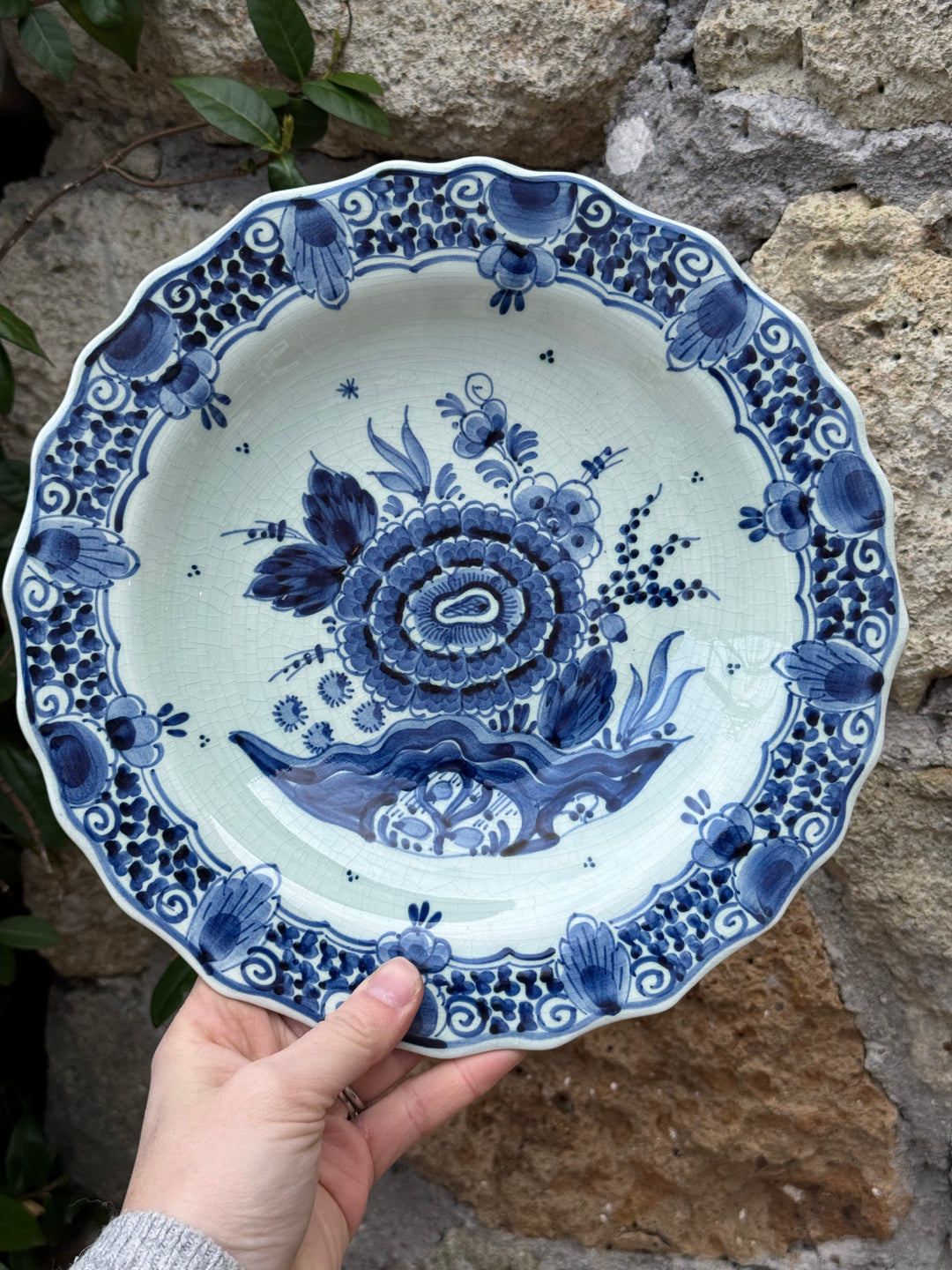Piatto fondo Royal Delft Blue Holland dipinto a mano in ceramica olandese blu e bianco