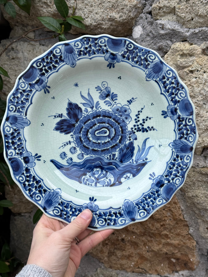 Piatto fondo Royal Delft Blue Holland dipinto a mano in ceramica olandese blu e bianco
