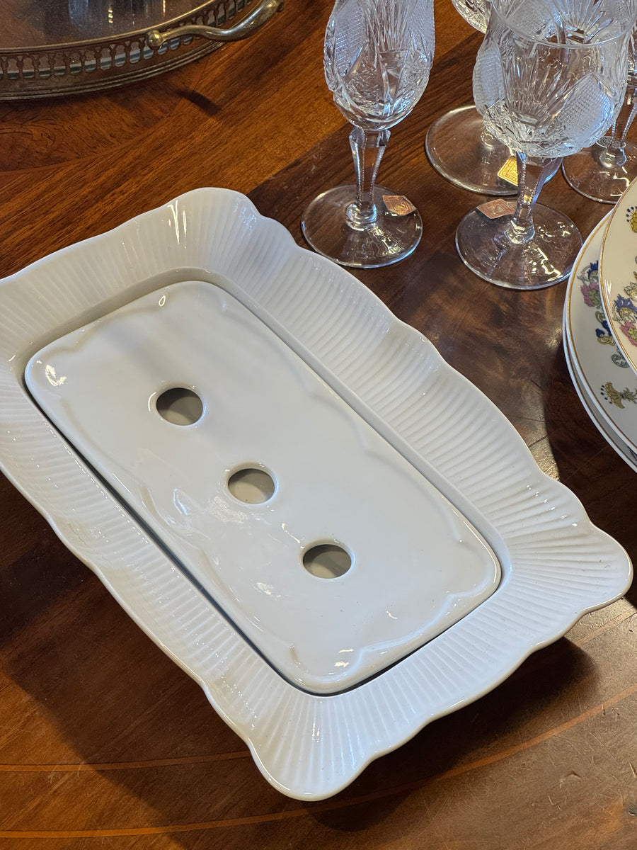 Piatto porta asparagi in porcellana bianca Pillivuyt Francia