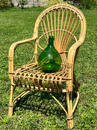 Poltrona in bambu con braccioli anni '70-'80 vintage 