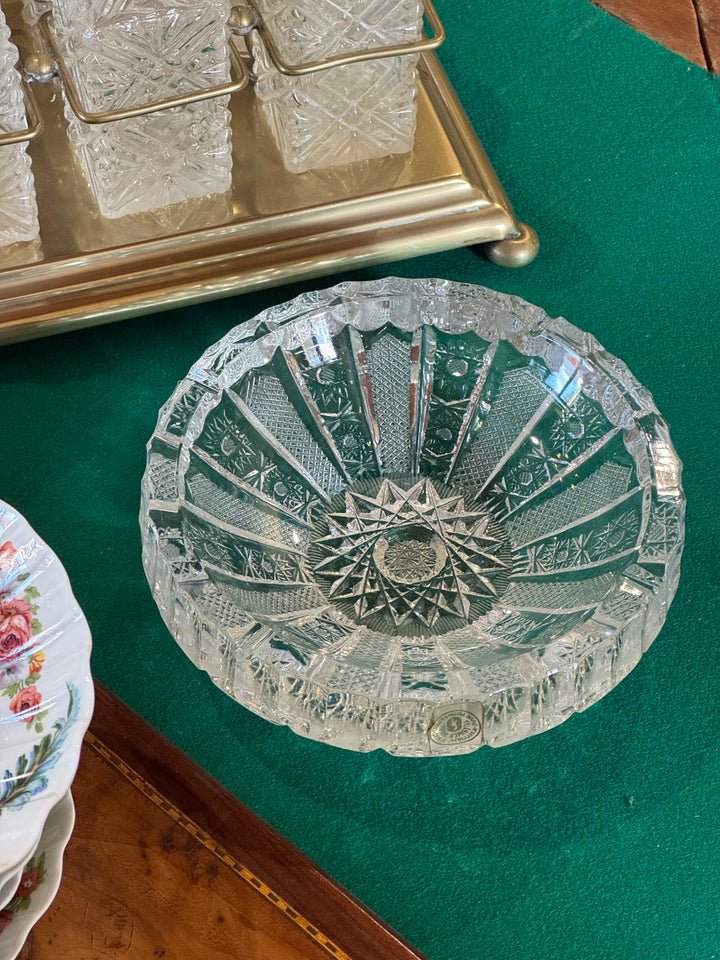 Posacenere in cristallo molato decorazione geometrica stella vintage