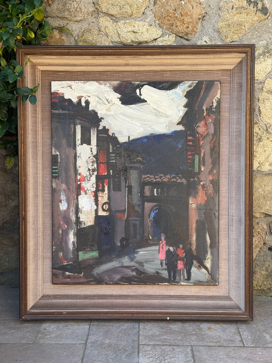 Quadro olio su tela Carlo Marcantonio Porta San Francesco Alatri con cornice
