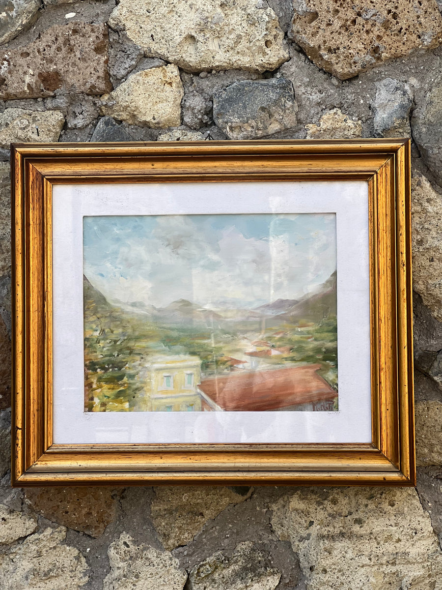 Quadro olio su tela che cattura la bellezza e la serenità di un paesaggio naturale che rappresenta la città di Fiuggi. Questo pezzo trasmette la passione per la pittura paesaggistica e l'attenzione ai dettagli.

Misure 80x60 cm