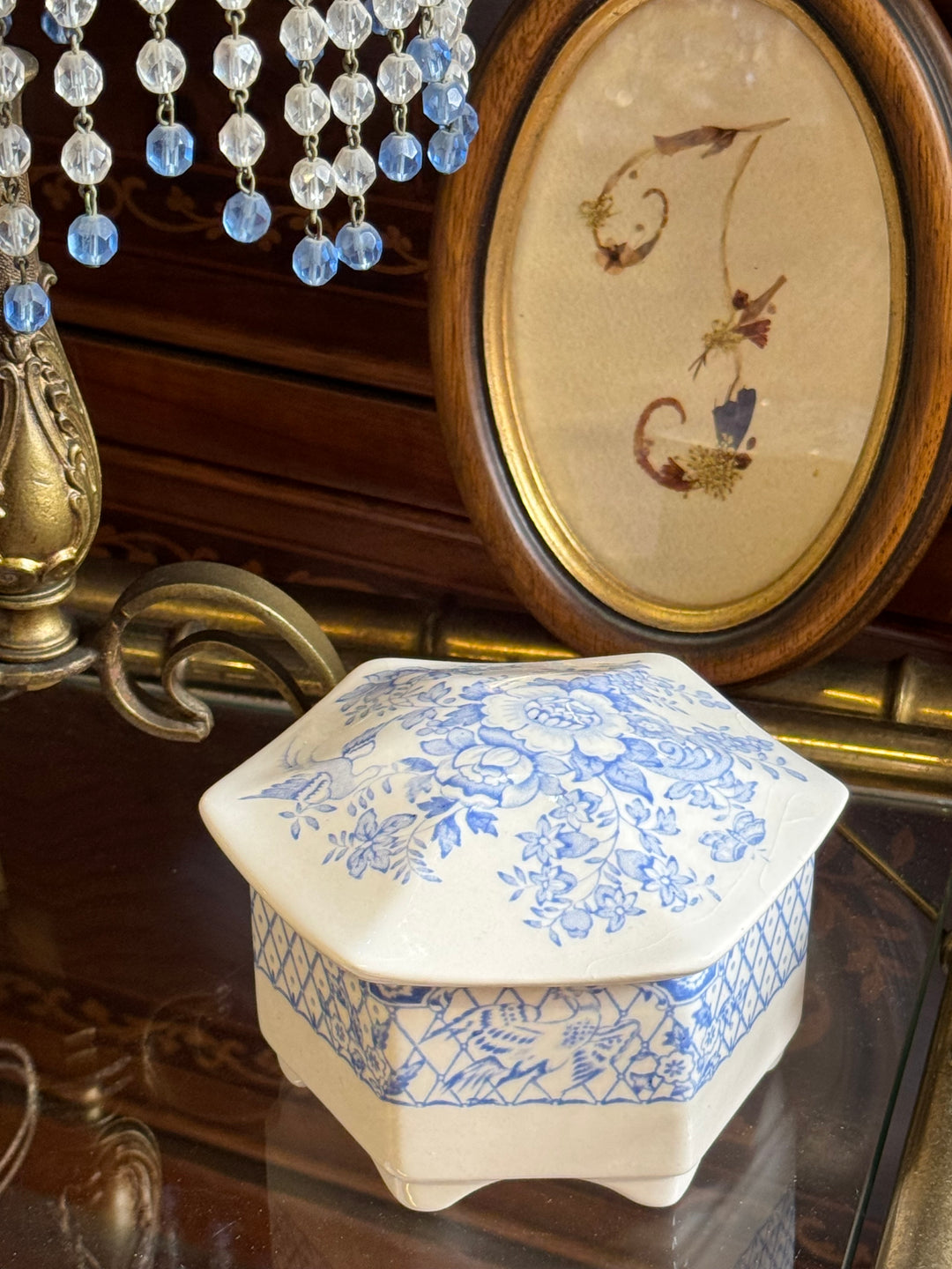 Scatola ceramica Mason's decoro floreale Stratford vintage 