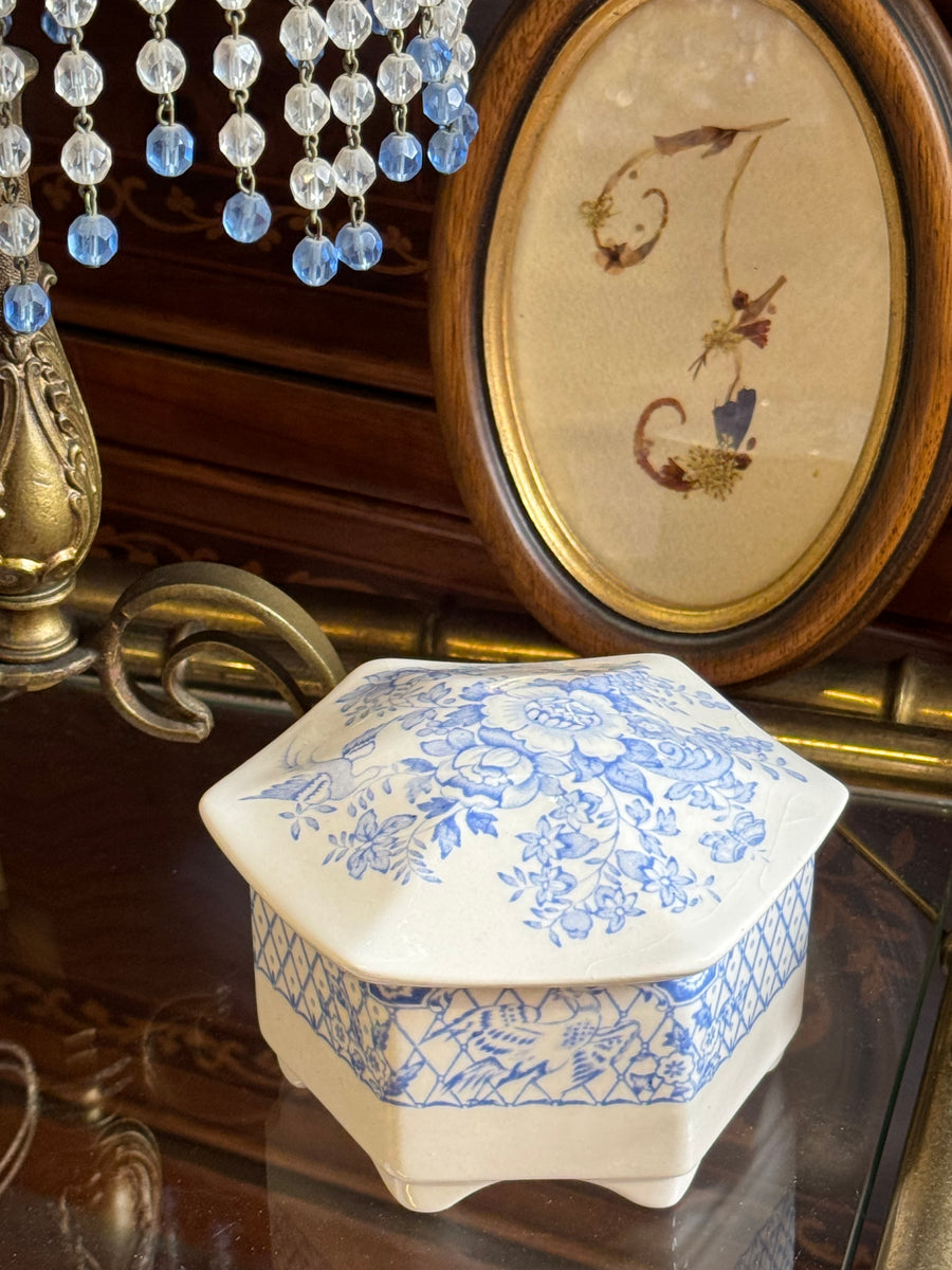 Scatola ceramica Mason's decoro floreale Stratford vintage 