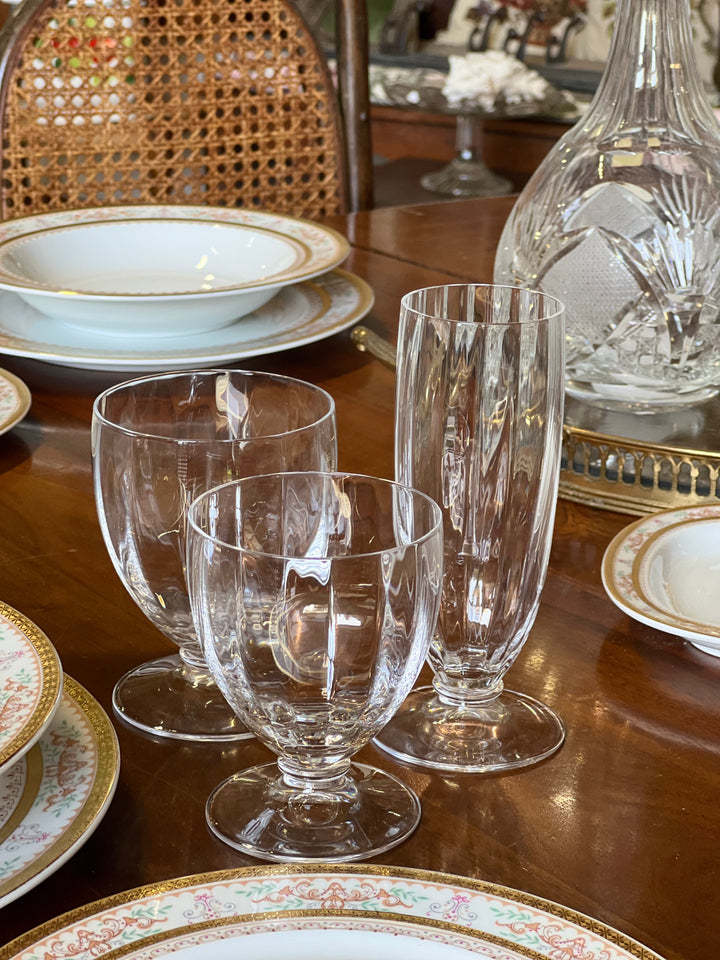 Servizio di calici in cristallo vintage per 12 persone linea liscia elegante