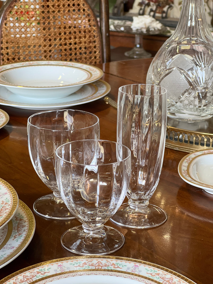 Servizio di calici in cristallo vintage per 12 persone linea liscia elegante