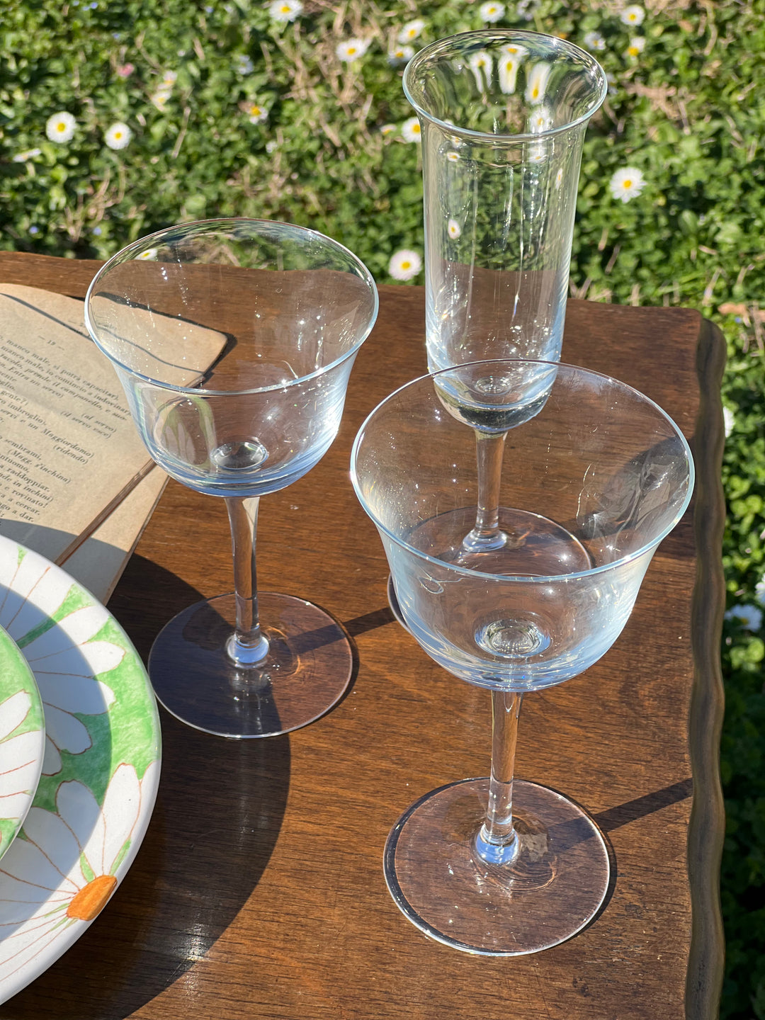 Servizio di calici vintage in cristallo per 8 persone con vino acqua e flute