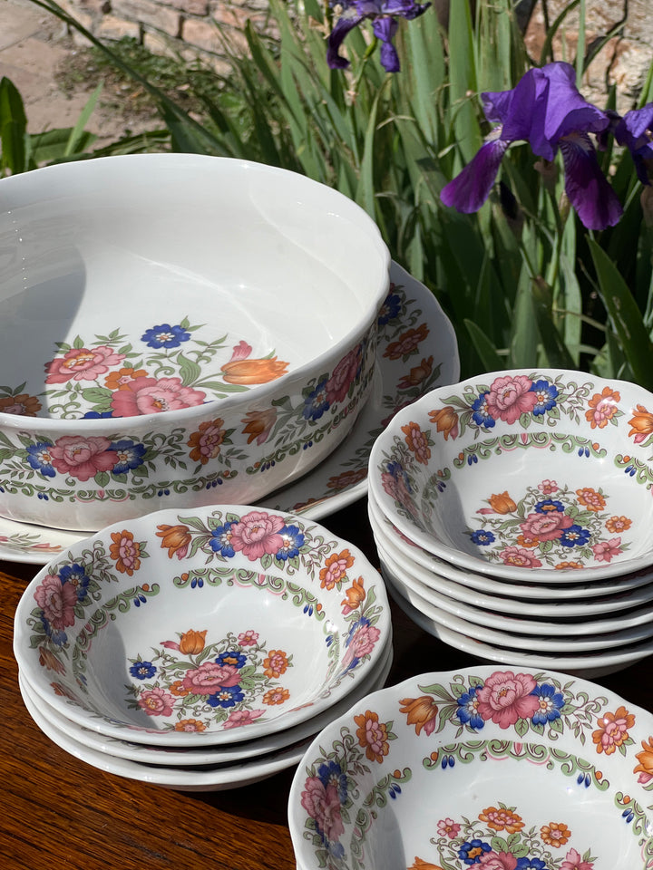 Set macedonia in porcellana Pontesa con decoro floreale Rosaleda – 14 pezzi