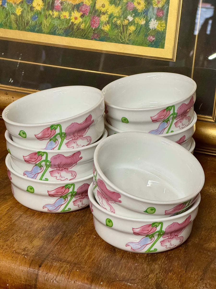 Set di ciotoline Ginori in porcellana con decoro floreale pisello odoroso