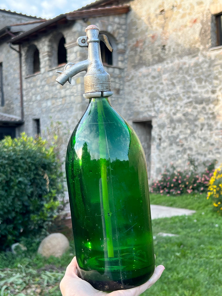 Vecchio Sifone seltz vetro verde vintage
