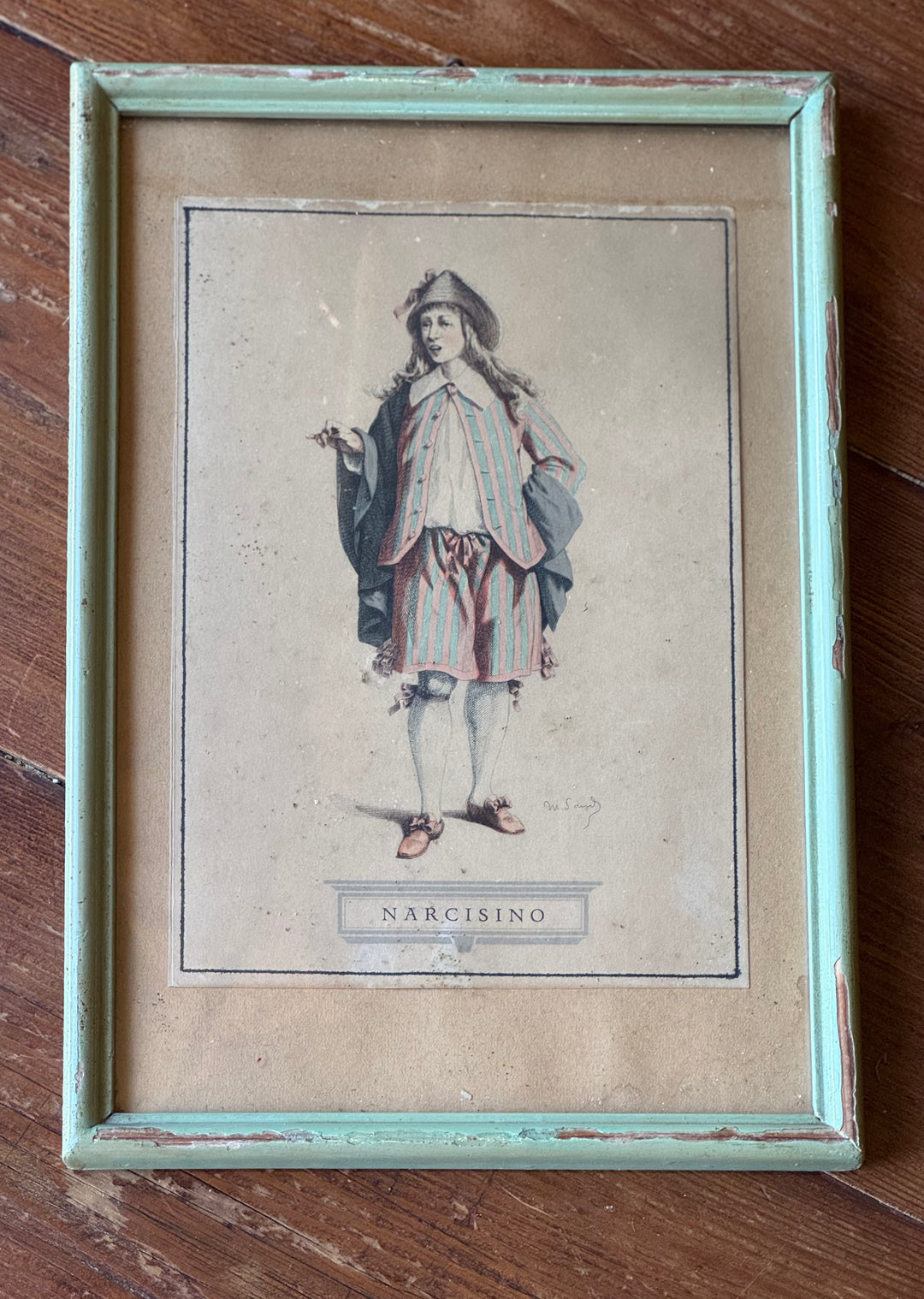 Serie vecchie Stampe personaggi commedia dell’Arte carnevaleschi incorniciati