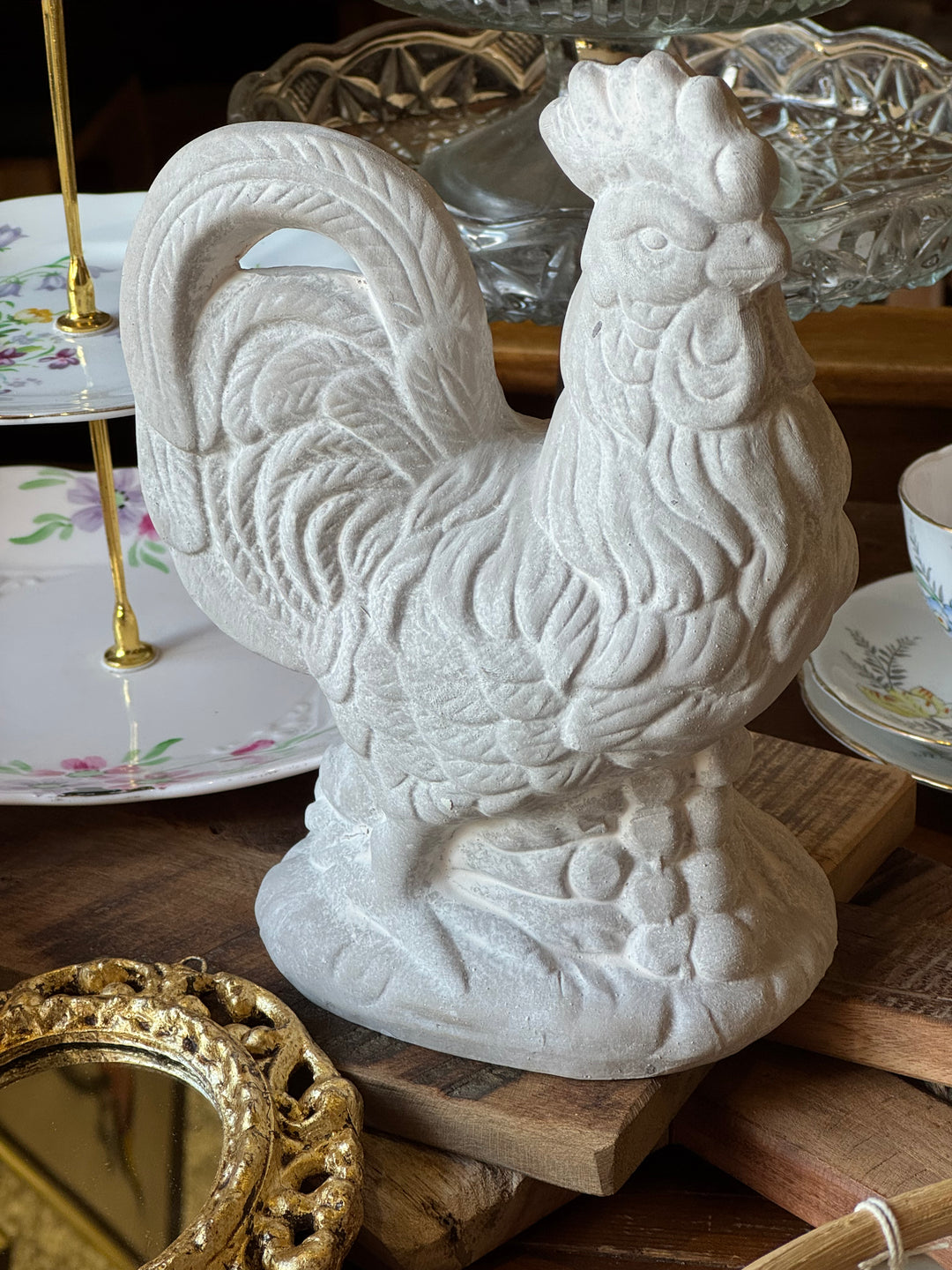 Gallo decorativo vintage effetto pietra stile rustico