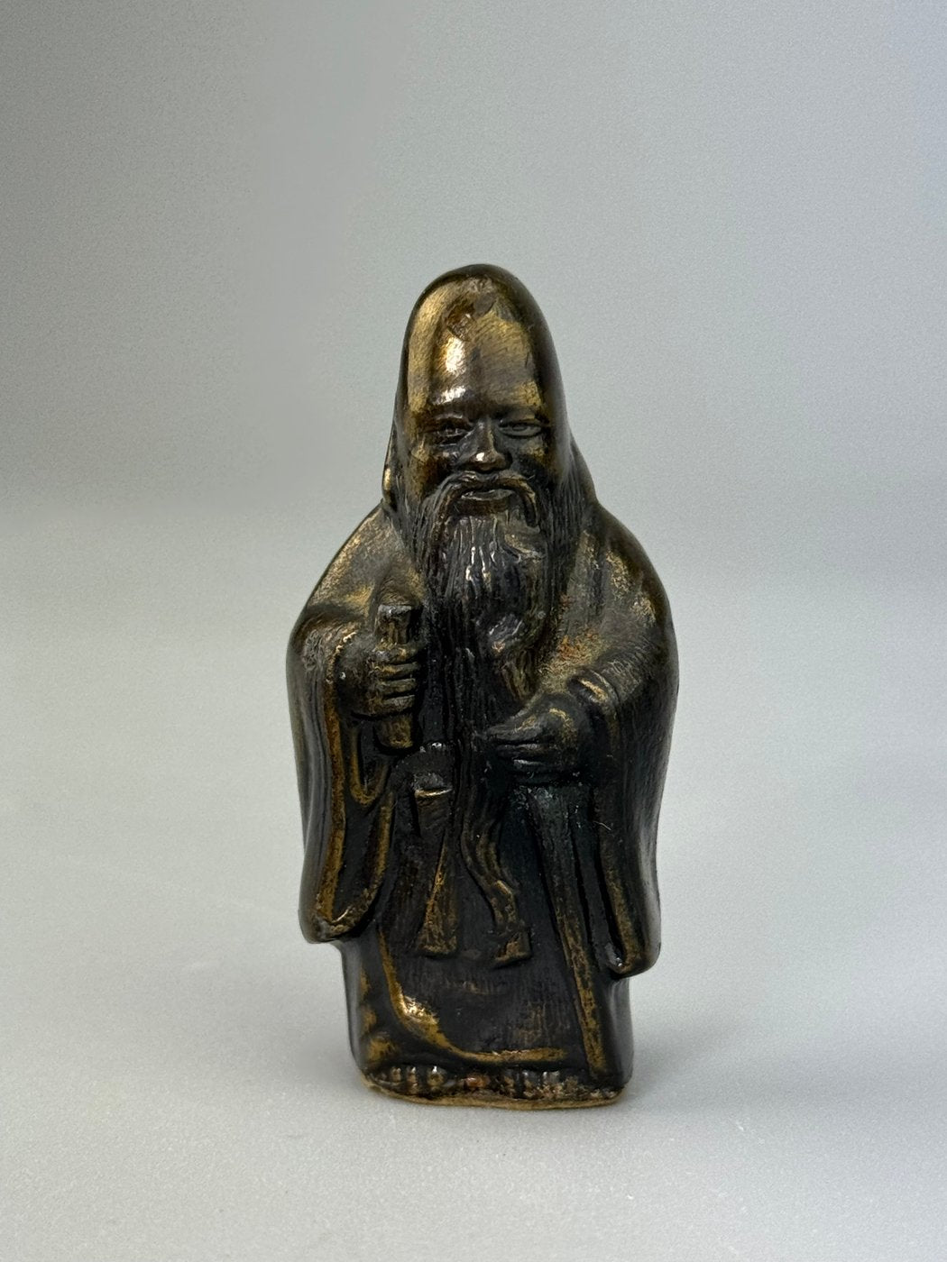 Set di 7 Shichi Fukujin in bronzo Divinità della Fortuna Giapponesi XX secolo