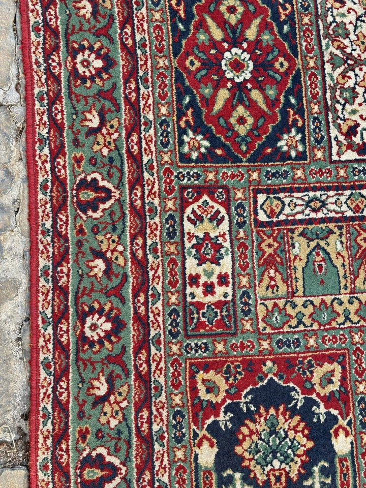 Tappeto vintage pakistano in lana – motivo a giardino – 226 × 145 cm