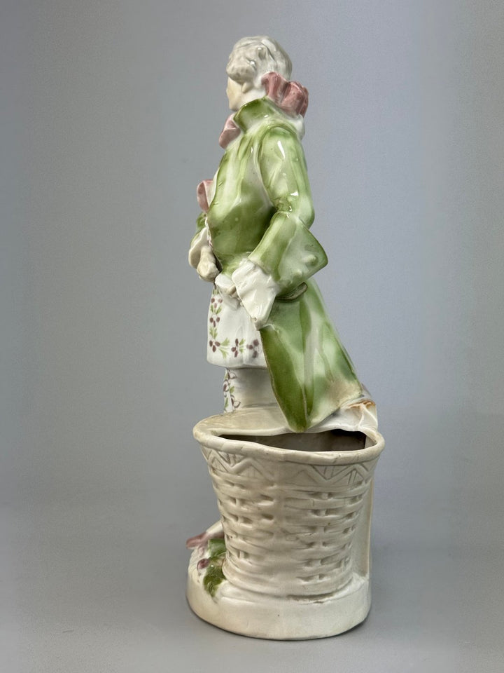 Statua portapenne portafiori in ceramica smaltata Figura galante