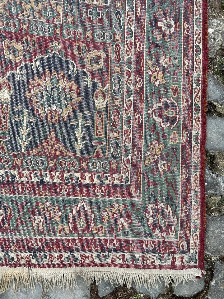 Tappeto vintage pakistano in lana – motivo a giardino – 226 × 145 cm