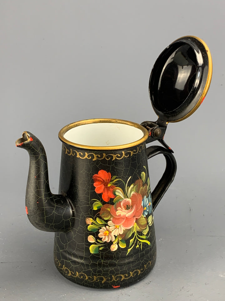 Caffettiera latta dipinta vintage